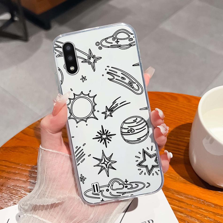 For Samsung Galaxy A01 M01 Core Case Gradient Flowers Soft TPU Silicone Phone Cases For Samsung A 01 M 01 Protective Back Cover