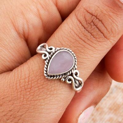 Rose Quartz Pear Gemstone Bohemian Ring ,925 Silver Ring, Handmade Jewelry, Gift For Women