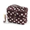 Travel Cosmetic Makeup Bag Organizer Double Layer Dot Pattern Toiletry Bag Case Pouch With Mirror For Woman