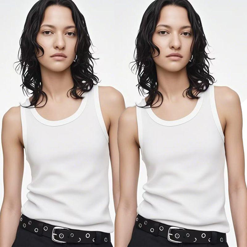 Vest Sling Cotton Spring and Summer Cotton Blended Stretch White Cotton T-shirt Sexy Organic Design Sense Top Sleeveless