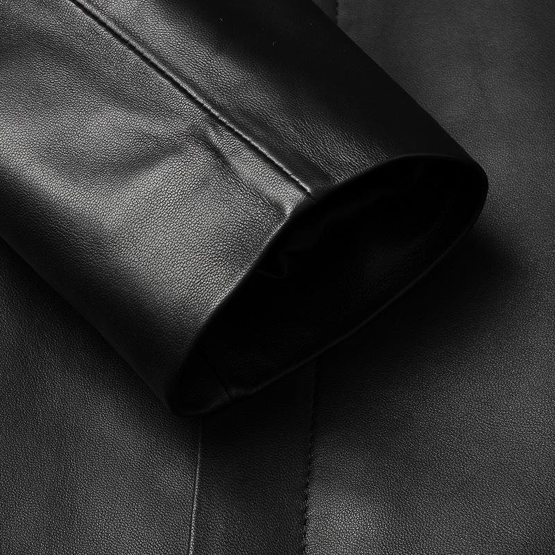 Men's Genuine Lambskin Hooded Leather Jacket, Slim Fit, Mid-Length Outerwear