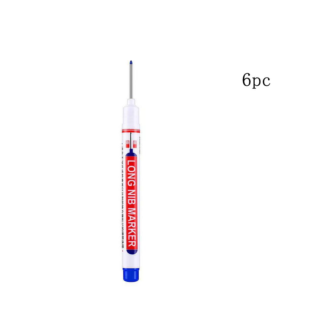 6Pcs/Set 20mm Deep Hole Long Nib Head Markers For Metal Perforating Pen Waterproof Bathroom Woodworking Decoration Multi-Purpose