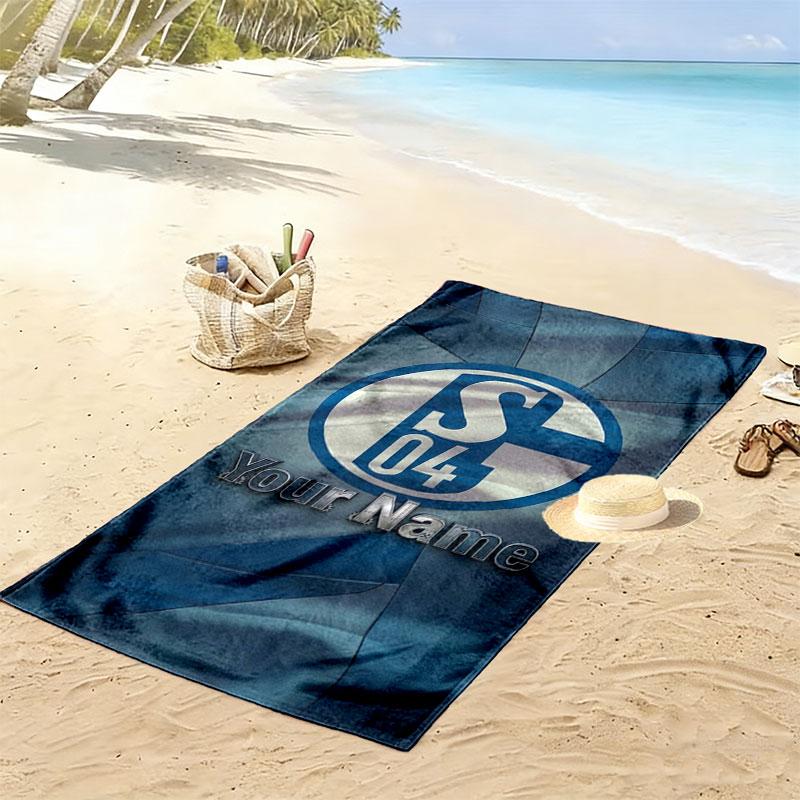 FC Schalke 04 Custom Name Print Beach Towel, Large Soft Quick Dry Towel for Beach Camping Swimming
