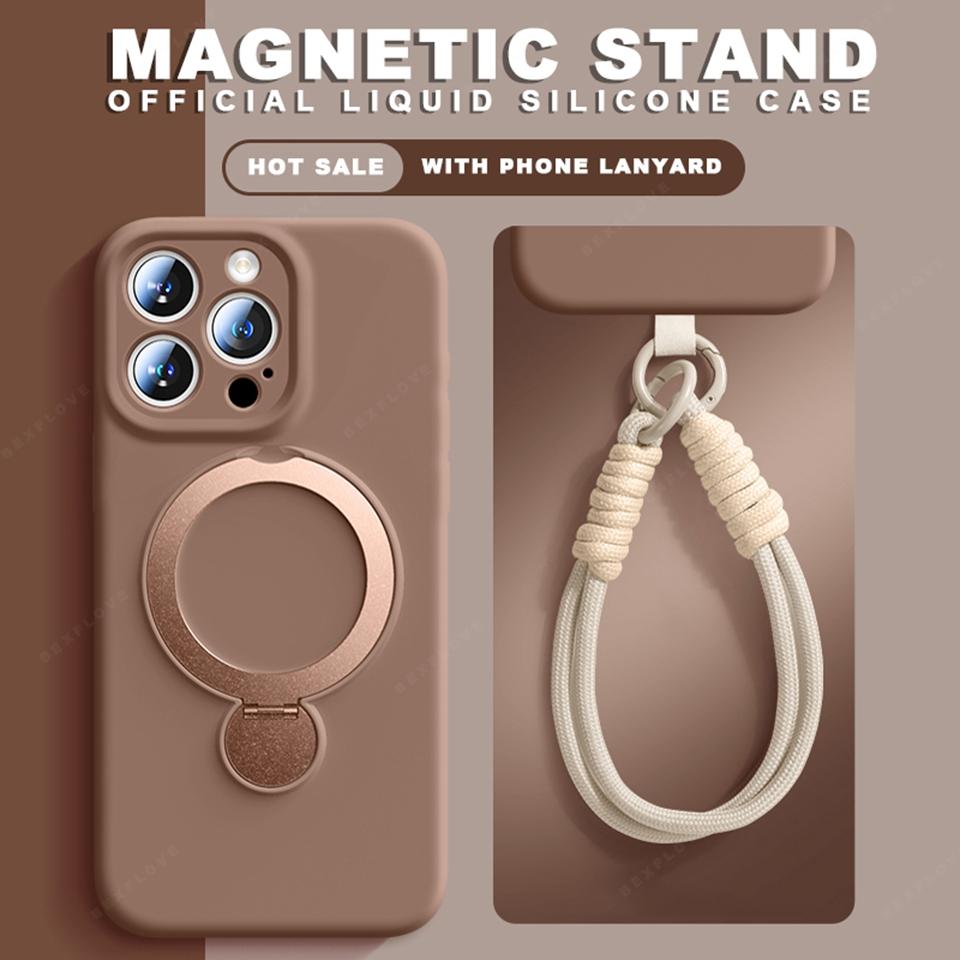 Magnetisches Flüssigsilikon-Lanyard-Handyhülle Für iPhone 16 Plus 13 15 14 16 Pro Max Magsafe Ladekabel-Schutzhülle Weiche Abdeckung
