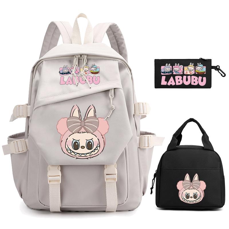 3Pcs/set Cute  Printed Backpack Pencil Case Lunch Bag Teenager Student Girl Boy Schoolbag Women Travel Laptop Bag Mochila
