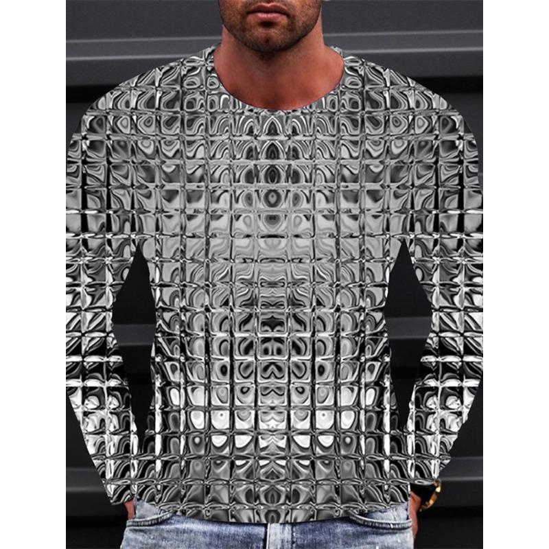 

Мужская футболка Футболка Графическая Градиент Металлическая Рубашка Круглый Вырез Одежда Одежда 3D Принт Уличная Повседневная Длинный Рукав Винтажная Мода 3XL