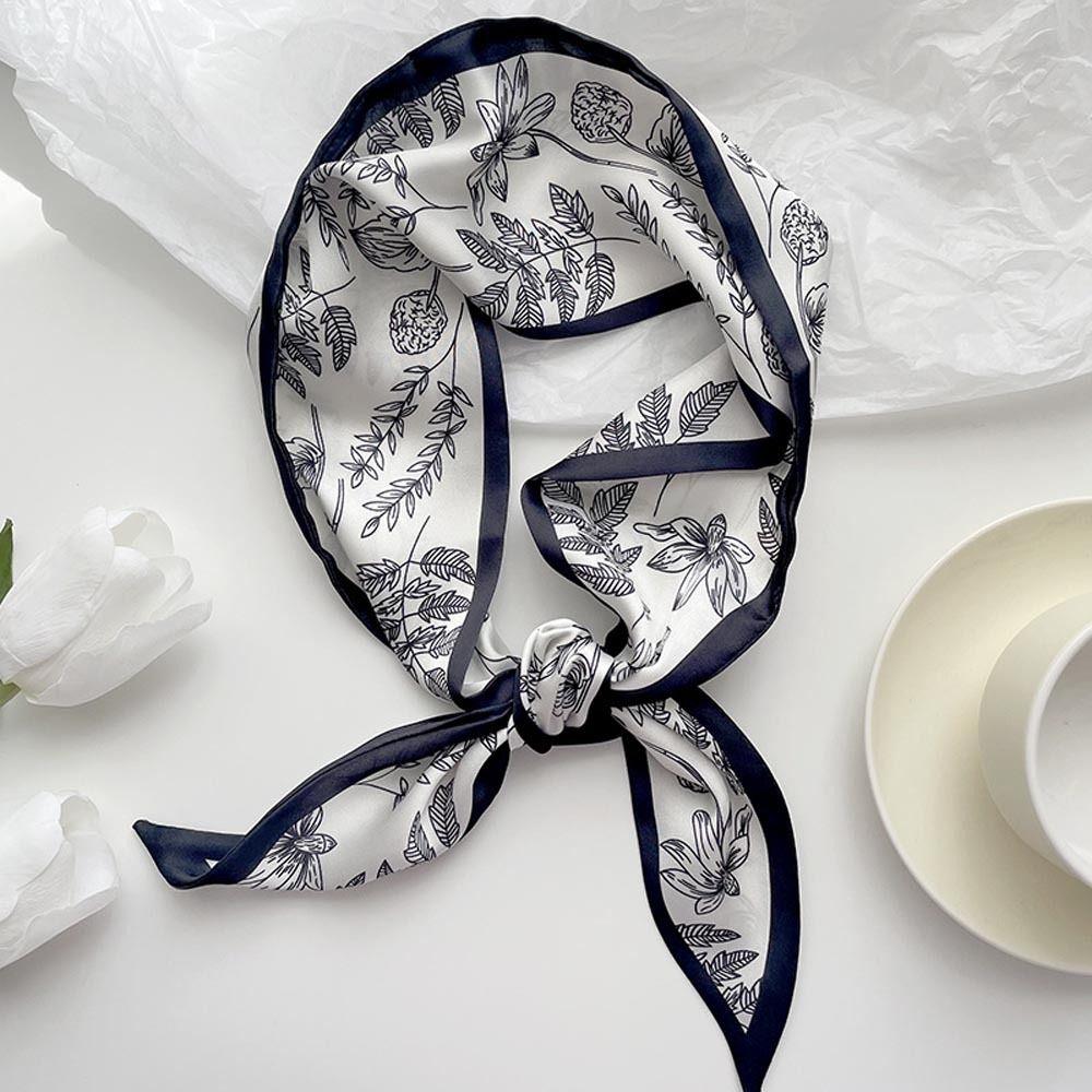 Spring Hairbands New Headband Flower Printed Scarf Hair Bands Satin Silk Scarf Women Hair Ribbon