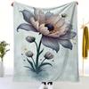 1pc Morandi color floral pattern blanket, polyester fabric, machine washable, suitable for bedroom and living room decoration
