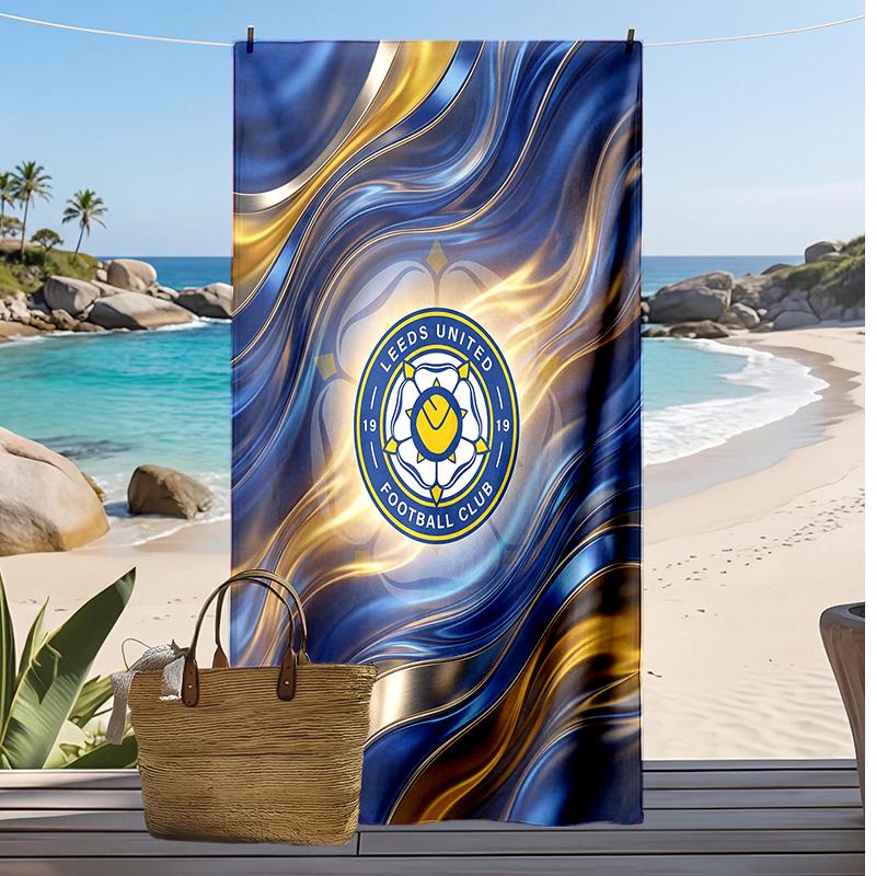 Leeds United Fußball-Druck Strandtuch, Großes Weiches Schnelltrocknendes Handtuch für Strand Camping Schwimmen