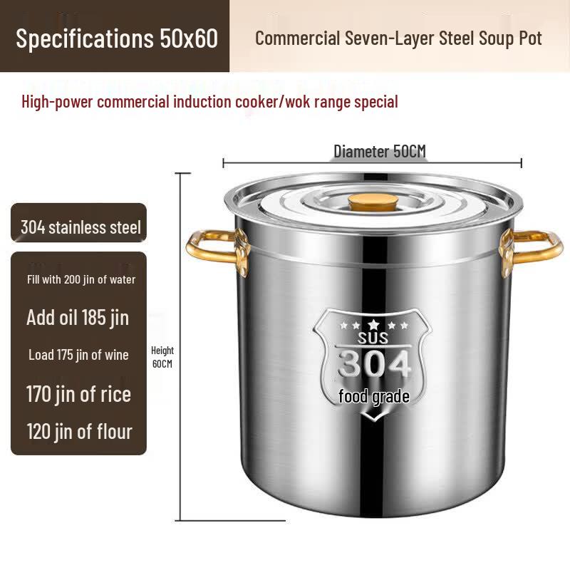 JPHZNB Stainless Steel Commercial Induction Soup Pot
