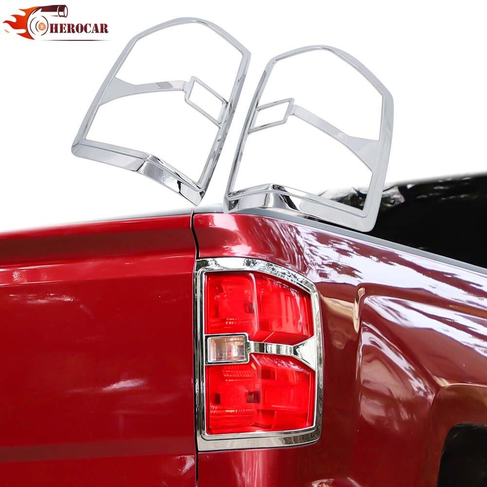 2PCS Chrome Tail Light Lamp Cover Taillight Decor For Chevy Silverado 1500 2014+
