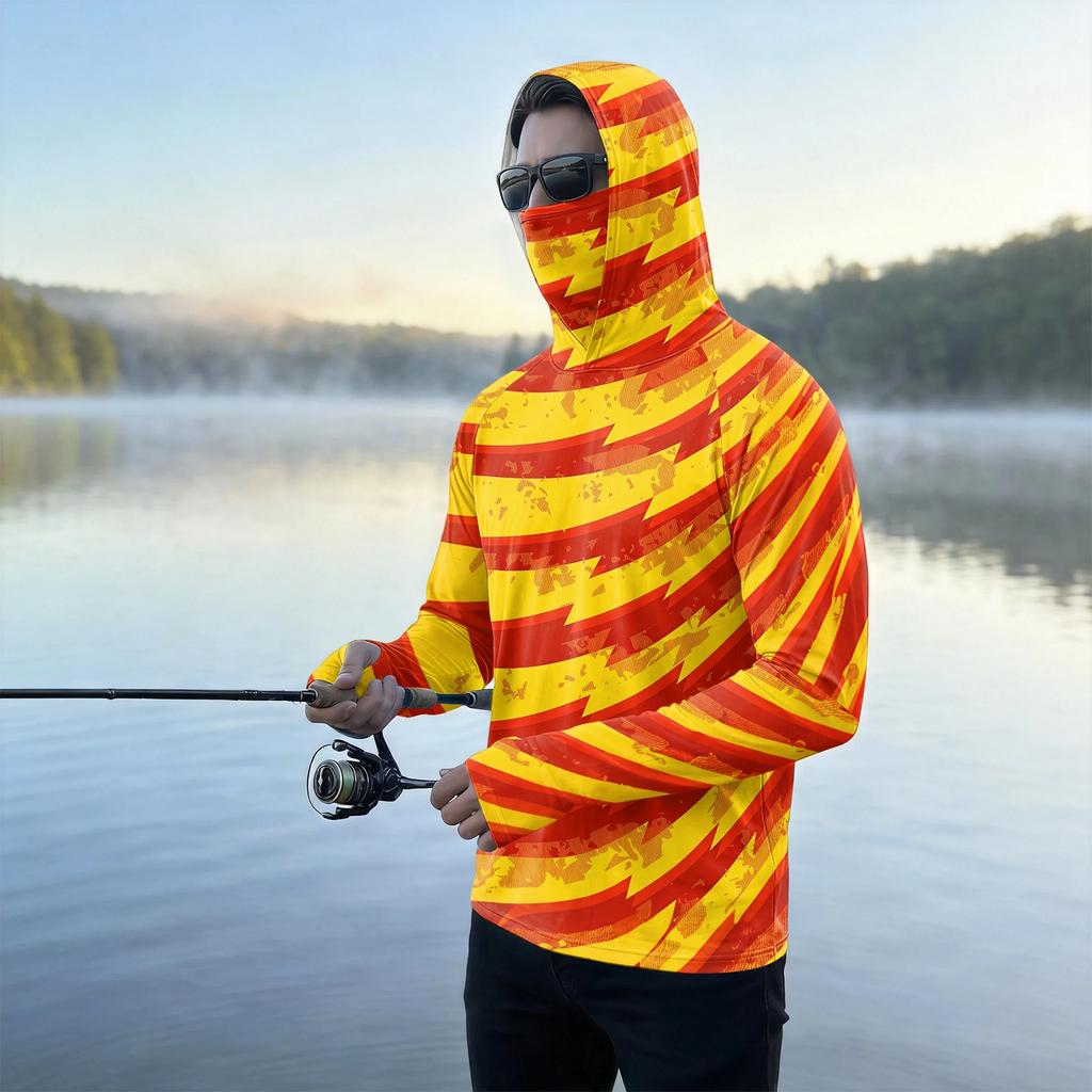 Men's Casual Outdoor Hooded Long Sleeve Sun Protection Shirt Lightweight Breathable Quick Dry Activewear Top for Sports Hiking
