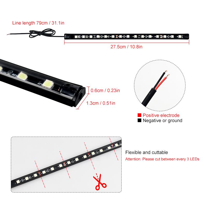 6pcs LED Strip Car Bottom Underglow Light Flexible LED Underbody Light Auto Decorative Ambient Atmosphere Lamp DRL For Car 12V