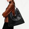 Women's Hobo Bag Genuine Leather Second Layer Soft Cowhide Handbag Black Fashion Shoulder Bag for Everyday Use