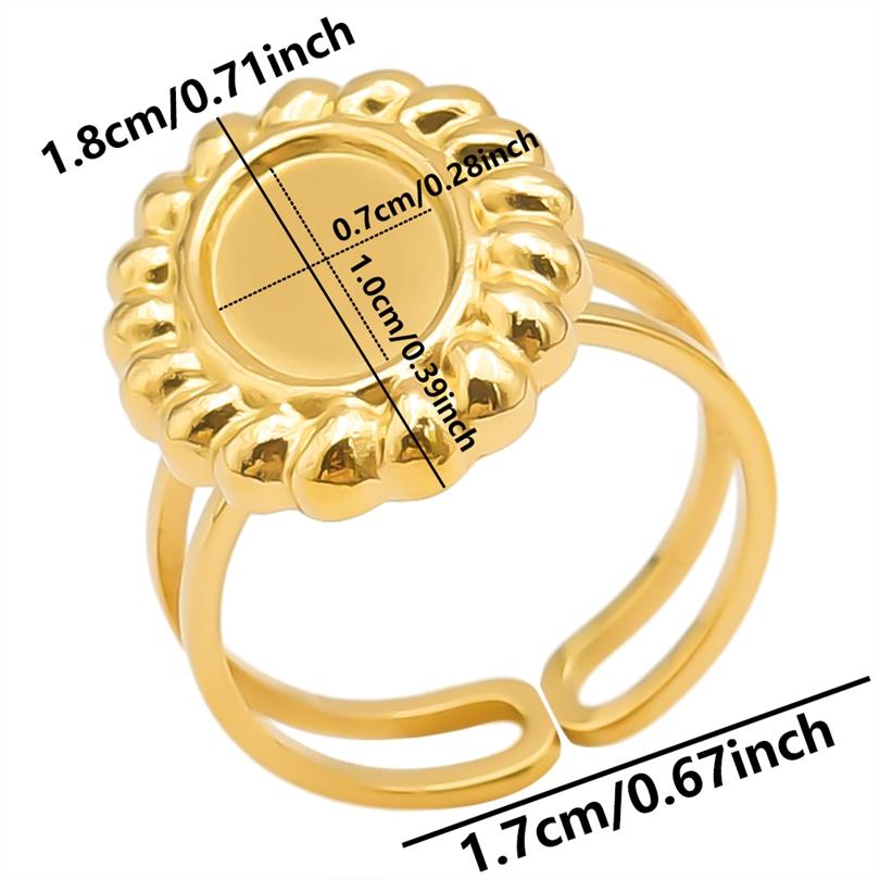 Fashion DIY Drip Oil Rhinestone Round Oval Water Droplets Blank Settings Open Adjustable Stainless Steel Ring For Women Men Gift