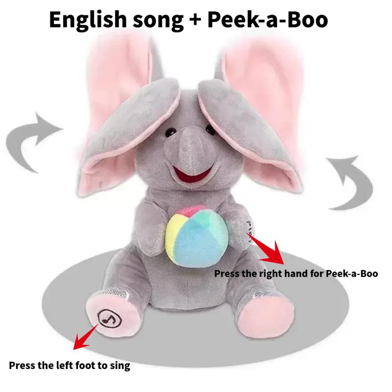 Hide-And-Seek Elephant Plush Toy Flapping Ears With Cheerful Songs Elephant Soft Soothing Babies Toys Christmas Gift
