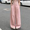 New Loose Women's Wide-leg Pants Drawstring Autumn Casual Long Pants Spring Summer Women's Lace-up Elastic Waist Solid Color Wide-leg Pants