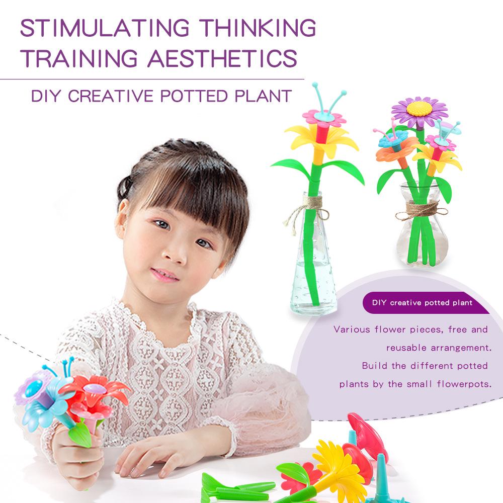 Children's DIY Pop Art Flower Arrangement Building Blocks – Interlocking Garden Toy for Girls