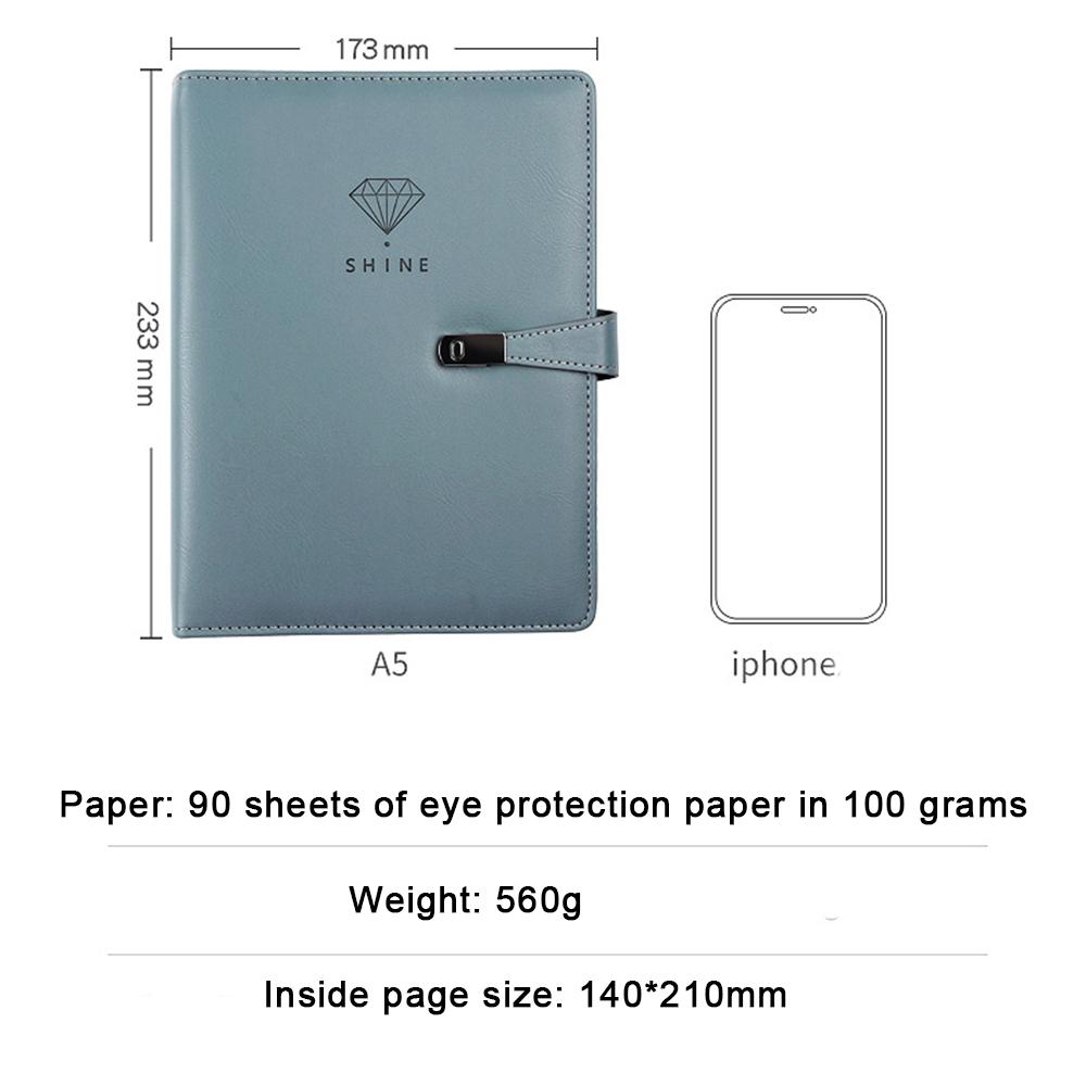 (Can Engrave Logo) A5 High-grade Leather Business Loose-leaf Notebook, Notepad with Magnetic Buckle, Student Diary,