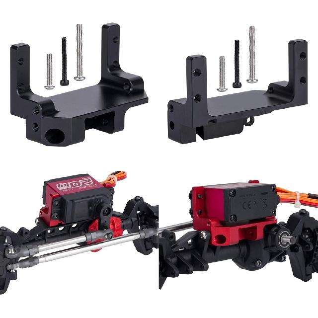 SCX10 III Servo Mount, Aluminum AR45P Portal Mount 4-Link Suspension for 1/10 RC Crawler Axial SCX10 III Sevro On Axle Mount Upgrades (Black)