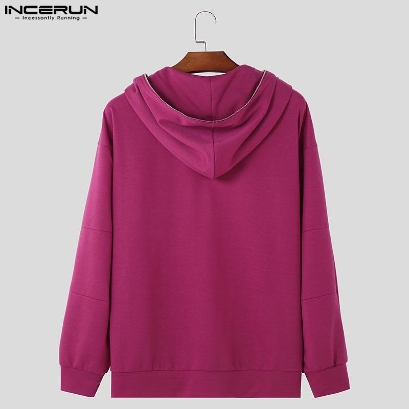 INCERUN Bărbați Toamnă Fermoar Mânecă lungă Hanorace cu glugă Hanorace casual