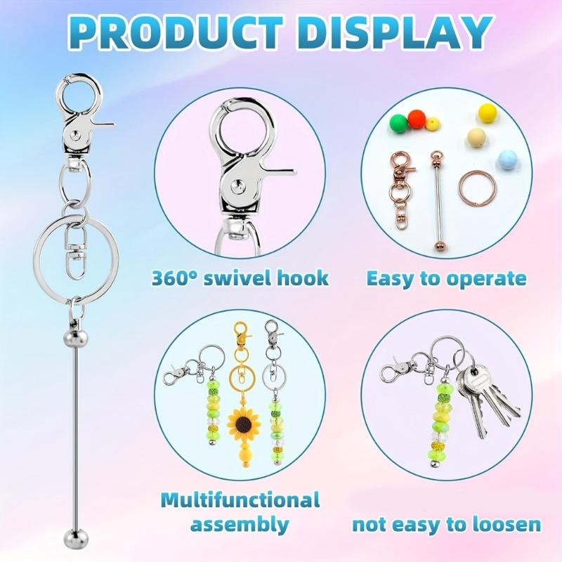 20 Pieces Alloy Bead Keychain Set Sturdy Lobster Clasp Jewelry Making Set for Keyrings and Craft Supplies Daily Use