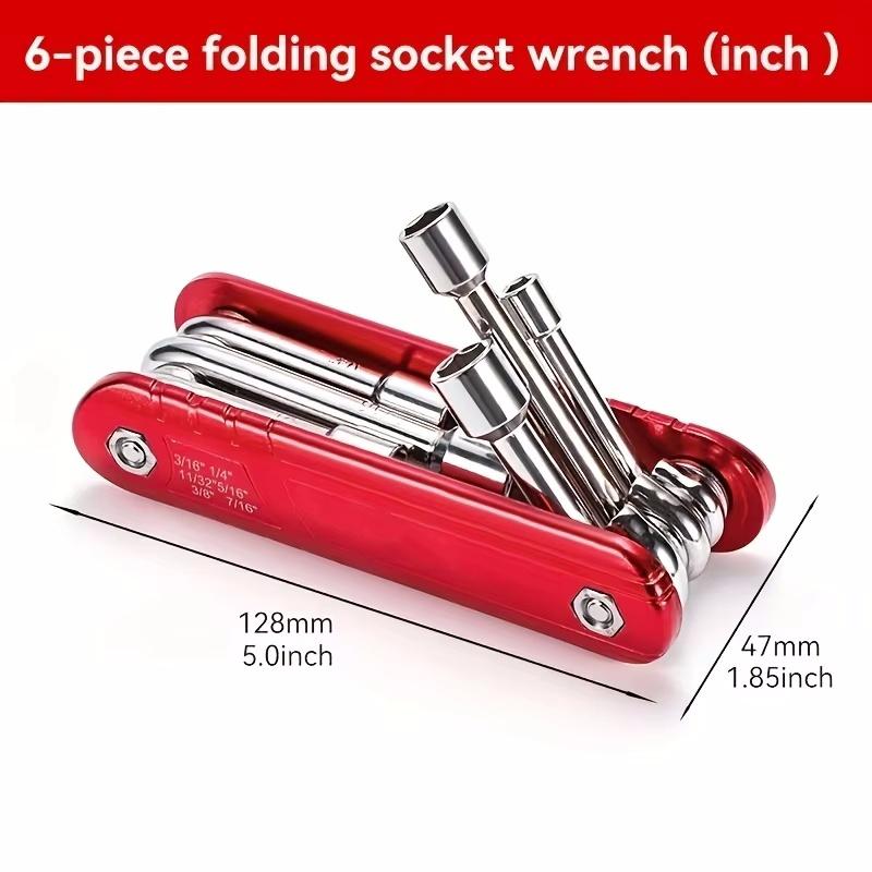 

Portable Sleeve Tool Combos Set, Metric Folding Socket Wrench, Multifunction Household Tools, Outdoor, 6