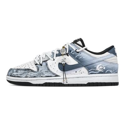 Dunk Horse Step Floating Light Rutschfest Abriebfest Niedrig geschnitten Skateboard Schuhe Unisex Schwarz Blau HF5441-100(Team773-)