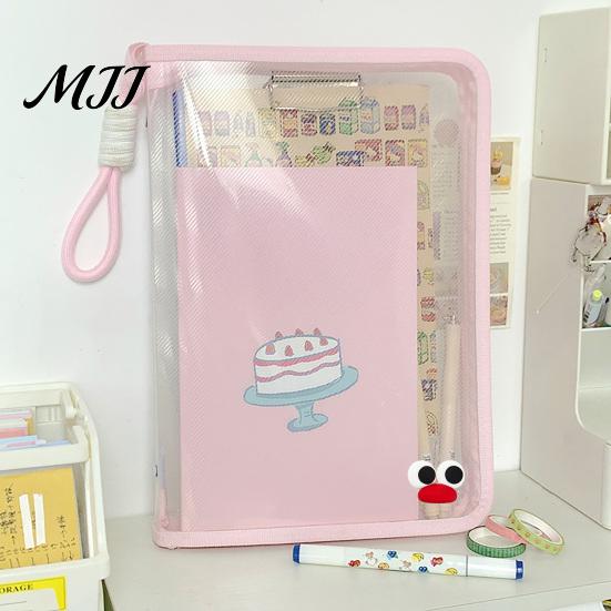 Dustproof File Protection Sleeve Clear Expanding Folder, with Hand Strap, Macaron Color Lightweight Student Test Paper Holder Waterproof Plastic