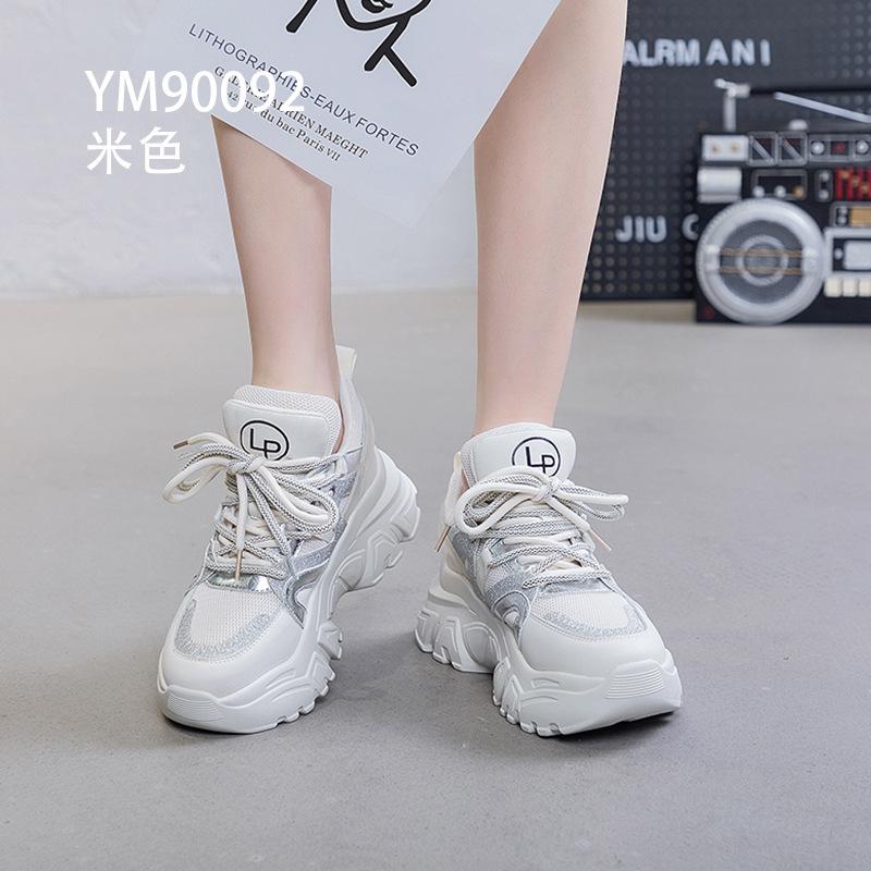 

New fried street dad shoes leather mesh sequins breathable increase thick sole ins tide 39 белый