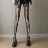 1 Stück Weiße Knochenmuster Sexy Schwarze Strumpfhose, Valentinstags-Exklusiv, Gotisches Knochenmuster, Anti-Laufmaschen & Ultradünn