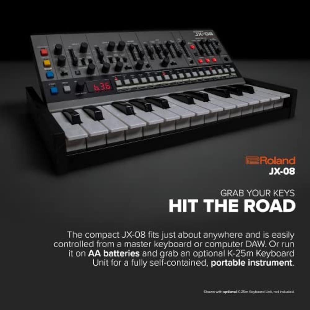 Roland ROLAND synthesizer JX-08 realistically reproduces JX-8P sound, equipped with a battery-pow...
