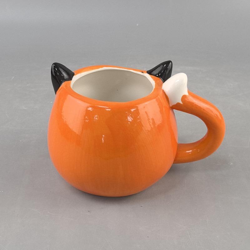 cute pet white cloud soil mug, ceramic cup cute fox cup cartoon milk cup animal water cup