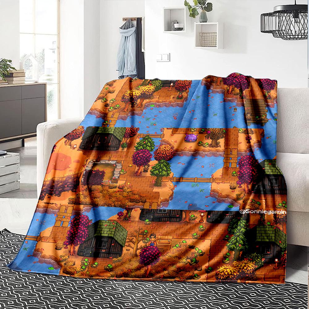 1pc Blanket - game Stardew Valley Print Design,Lightweight Blanket for Sofa,Bed- Soft &Warm,Gift for All Seasons