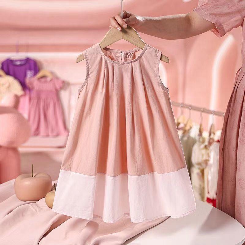 Girls Summer Sleeveless Dress Fashion Simple Casual Sweet Princess Dress For Kids Children Clothing 120cm