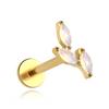 Titanium Labret Earring with Milky Zircons - Gold 1.2/6
