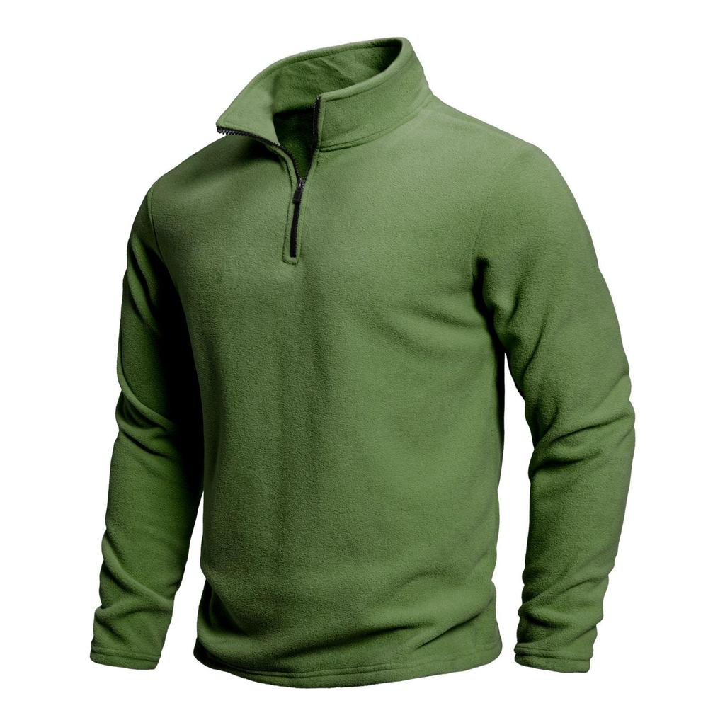 Men's Stand-Up Collar Half-Zip Fleece Sweatshirt: Trendy Autumn/Winter Long-Sleeve Top
