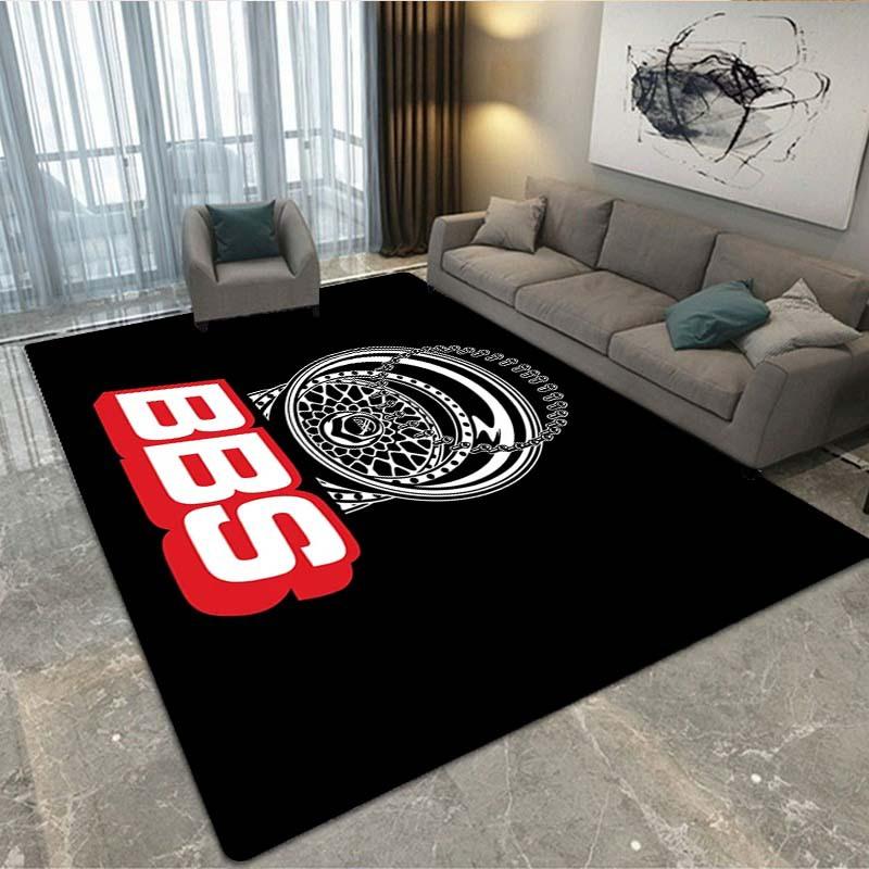 Motorsport Carpet Mat Rug - Racing Wheel Logo Home Decoration for Living Room Garage Non-Slip Floor Mat Bedroom Decor Carpet