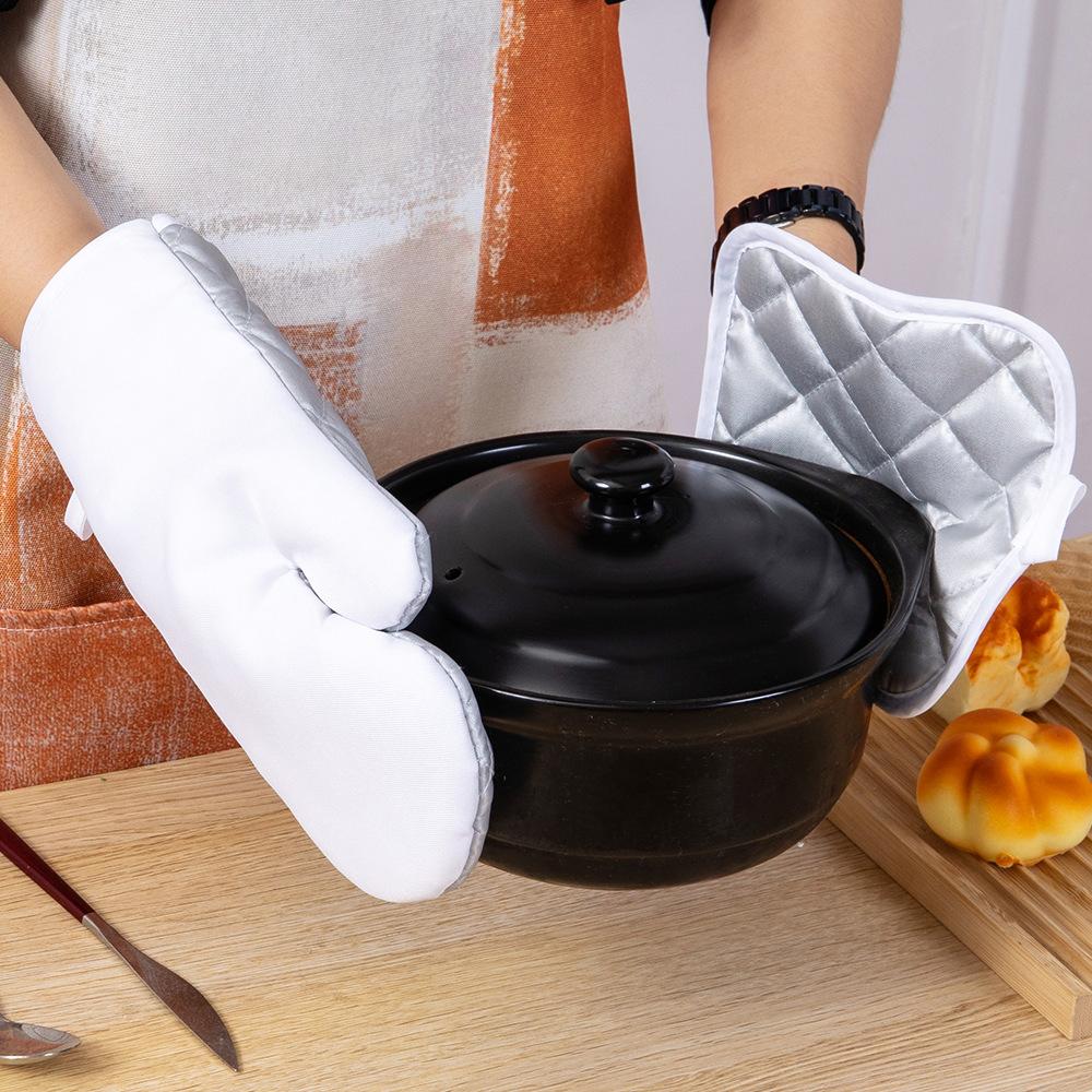 Set da 2 manopole da forno e presine in poliestere sublimabile vierge per guanti da forno personalizzati, tappetini da cucina, utensile da cucina, isolamento