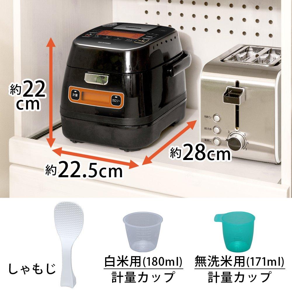 Iris Ohyama IH Rice Calorie Counting Rice Shop Cooker, 3-cup Capacity, Brand-Name Cooking, Function, Flavor, Black, RC-IA31-B