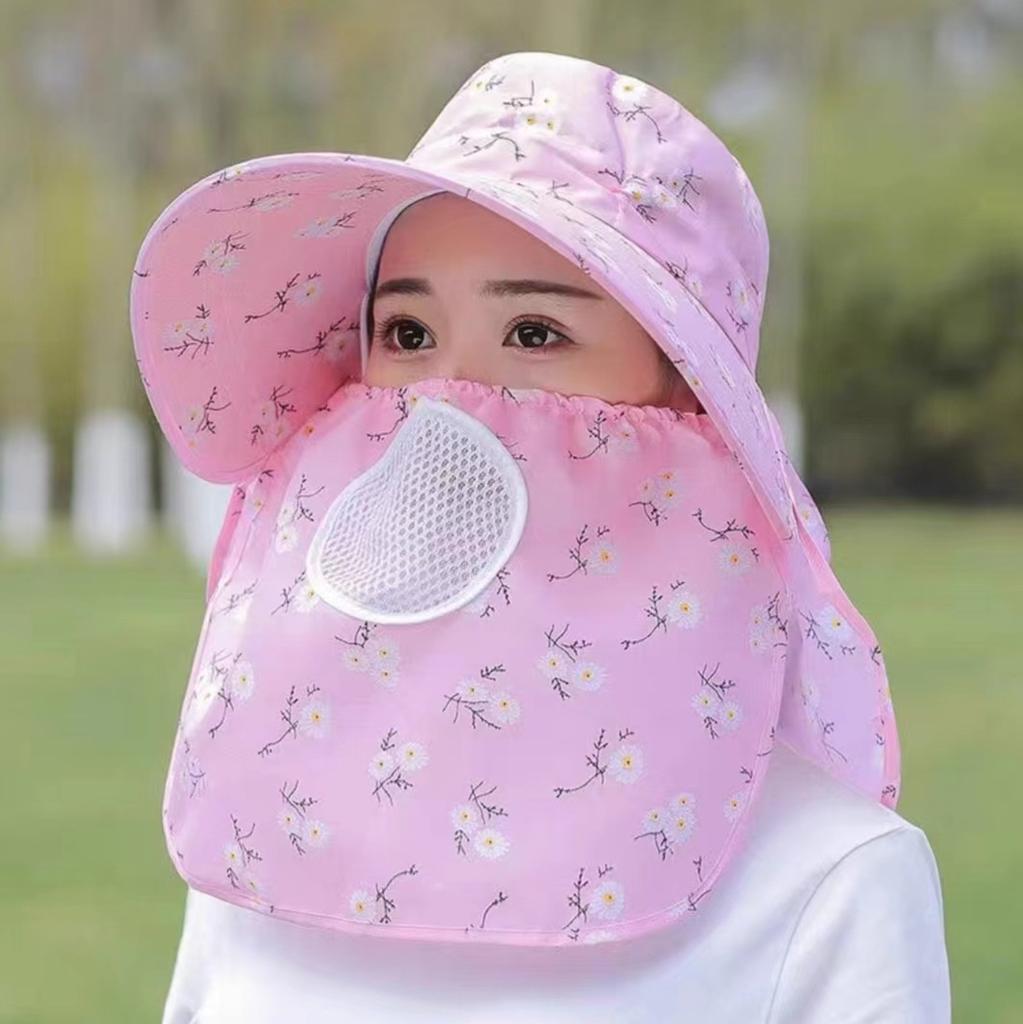 Sunscreen hat women's new summer hat face covering sun hat face mask cool hat UV protection tea picking cycling sun hat