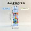 1PC Floral Peace Wreath 750ml Color Plastic Sports Water Bottle Leakproof Flip Straw Lid Suitable for Sports Office Home Use