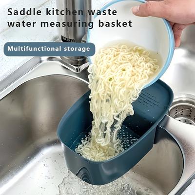 1 Stück Abflusskorb für die Sattelspüle in mehreren Farben für die Küche mit hängendem Filter und Trennung, multifunktionaler Abflusskorb für Obst und Gemüse