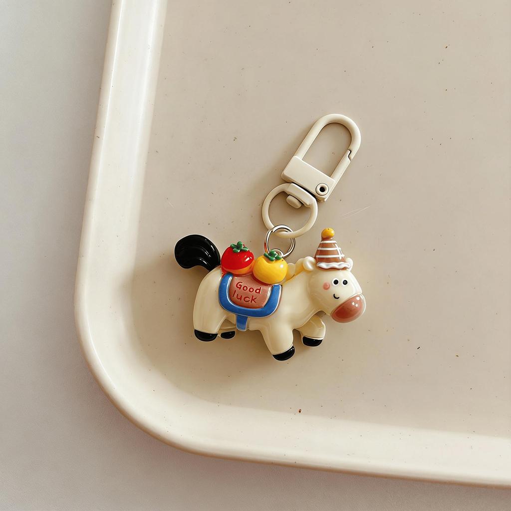Cartoon Year of the Horse Lucky Keychain Pendant - Cute Bag Charm & Student Backpack Accessory