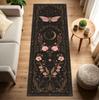 Boho Moth Floral Hallway Runner Rug Dark Print Non Slip Long Kitchen Floor Mat Vintage Washable Carpet for Hallway Entryway