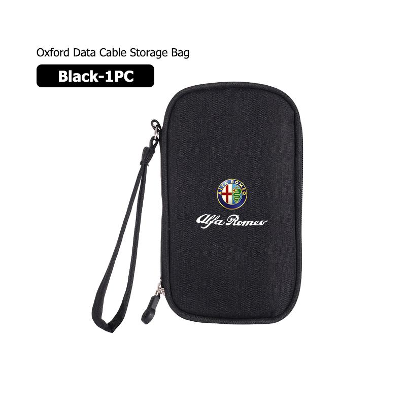 Car Charger Data Cable USB Bag Headphones Travel Storage Bag For Alfa Romeo 159 Giulietta 156 147 Giulia Mito GT Stelvio Spider