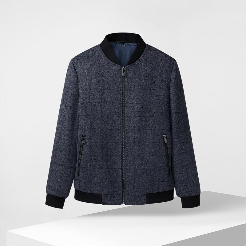 

Men s Autumn Wool Jacket - Stand-Up Baseball Collar, Stylish & Smooth Coat 48