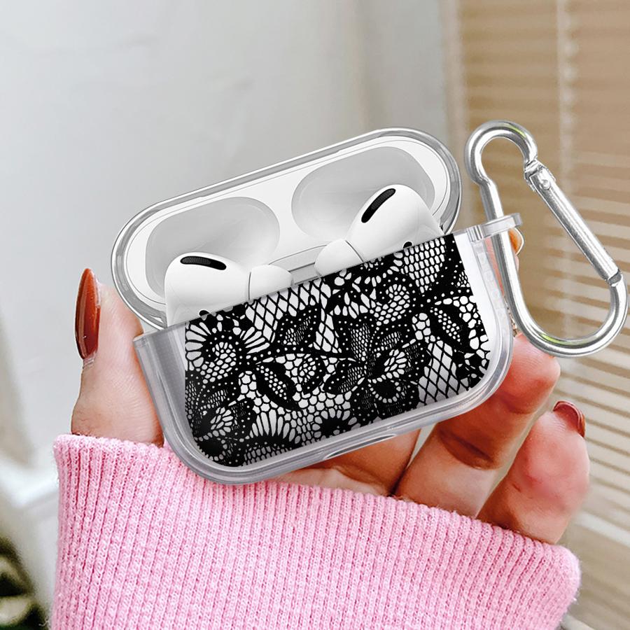 Klare Kopfhörerhüllen Hülle Für Airpods Pro3 4 Pro 1 Pro2 3 2 Blumenstempel-Muster