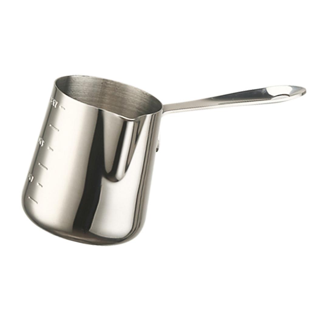 Thickened Coffee Cup Milk Frothing Pitcher Stainless Steel Coffee Milk Cup with Long Handle for Home Kitchen Office