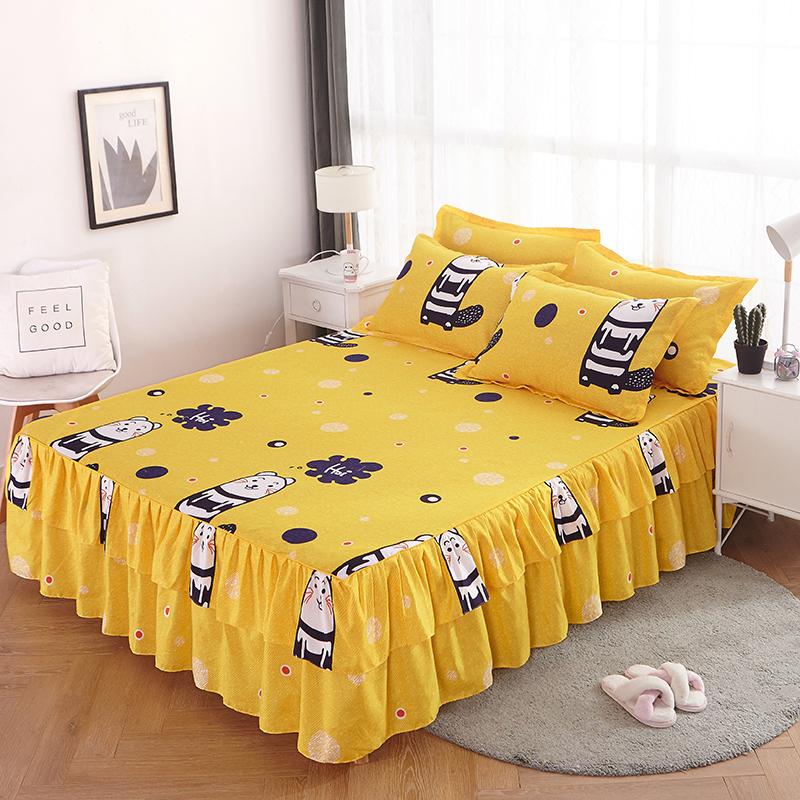 1 stk Sengeteppe i pastoral stil colchas de cama matrimonial Dobbel blondeskjørt til seng King Laken Skjørt (putevar trenger bestilling)